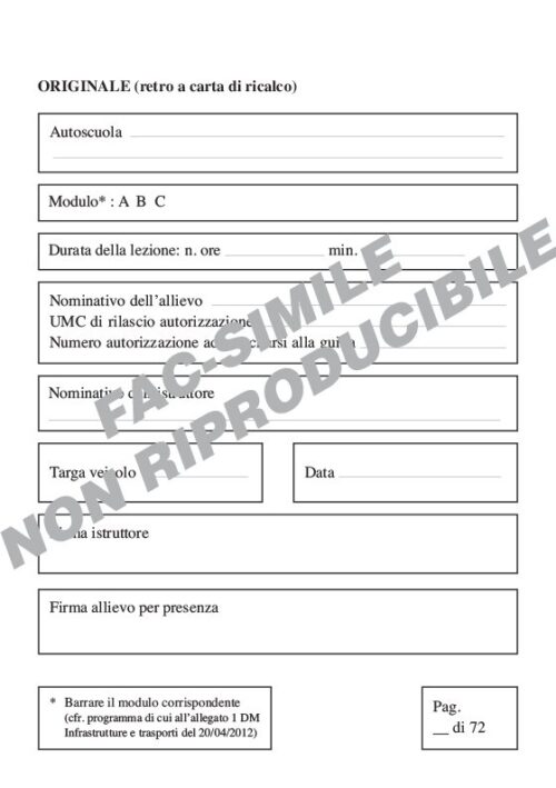 Libretto lezioni di guida